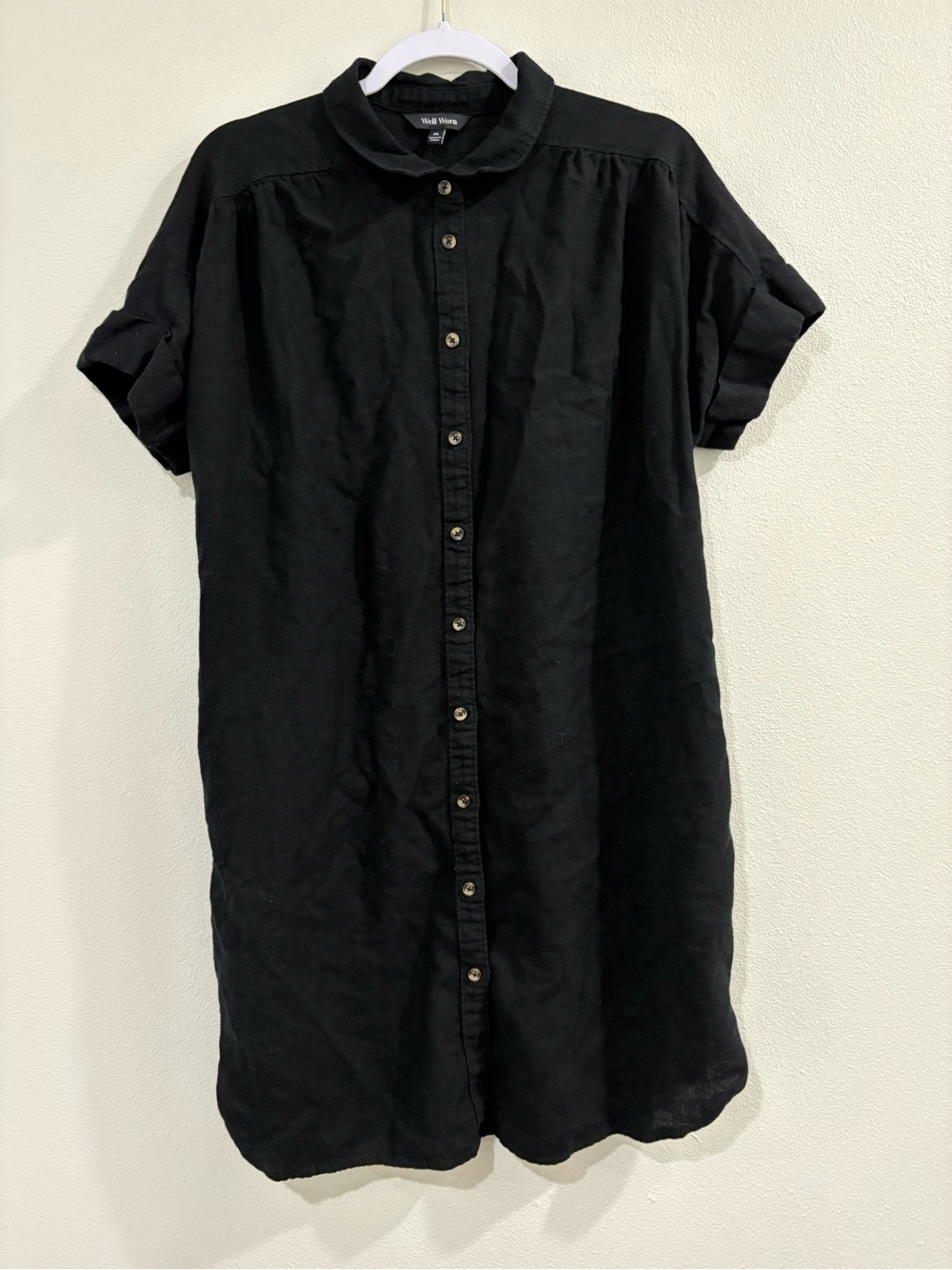 Well Worn Black Button-Front Tunic Dress